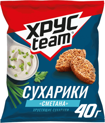 Сухарики ХРУСTEAM Хрустящие Сметана, 40г, фото