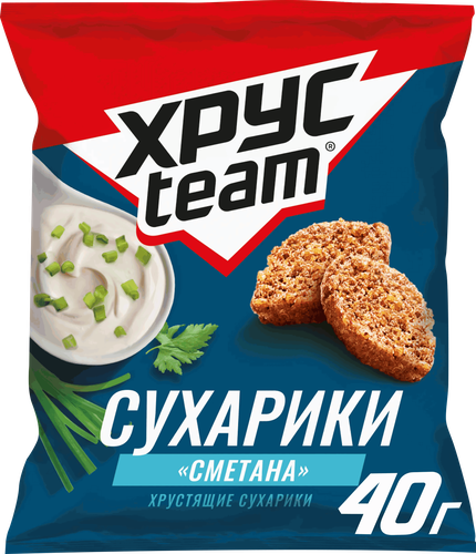 Сухарики ХРУСTEAM Хрустящие Сметана, 40г, вид