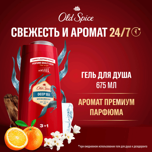 Гель для душа+шампунь OLD SPICE Deep sea, 675мл, вид