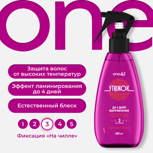 Спрей выпрямляющий для укладки ONE4ME Утюжок термозащитный, для укладки, 200мл, картинка