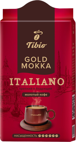 Кофе молотый TIBIO Голд Мокка Итальяно натуральный жареный, 250г, вид