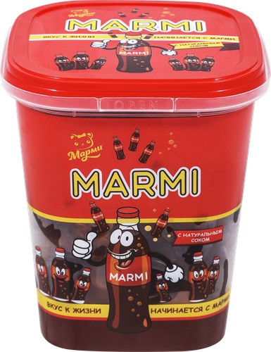 Мармелад жевательный МАРМИ с соком в форме бутылочки колы, 250г, вид