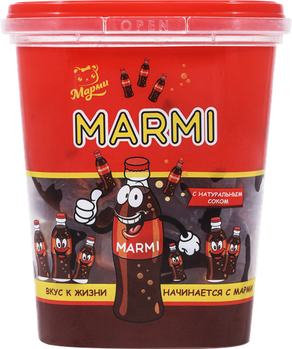Мармелад жевательный МАРМИ с соком в форме бутылочки колы, 250г, изображение
