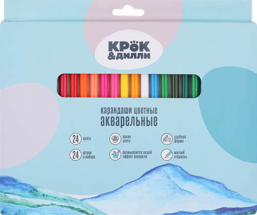 Набор цветных карандашей КРОК&ДИЛЛИ акварельные, 24 цвета, Арт. L522073, фото