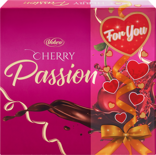 Конфеты шоколадные VOBRO Cherry passion, 126г, крупный план