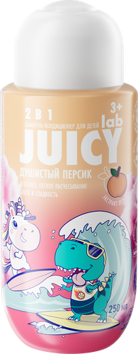 Шампунь-кондиционер детский JUICY LAB 2в1 Персик, 250мл, крупный план