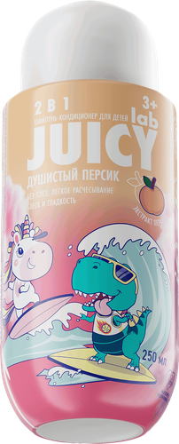 Шампунь-кондиционер детский JUICY LAB 2в1 Персик, 250мл, крупный план