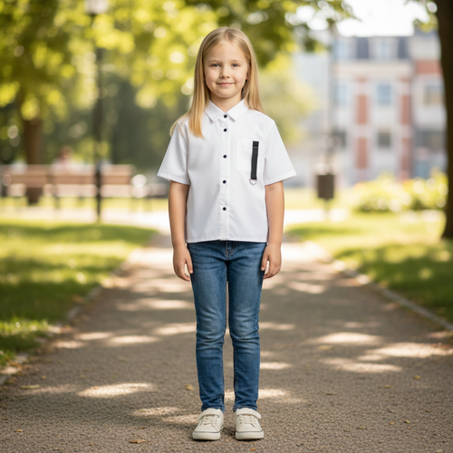 Блузка для девочки INWIN Kids, белая, Арт. BTS25506-07, фотография