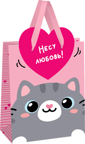 Пакет подарочный MESHU Give love, фольга, матовая ламинация, 18х23х10см, фотография