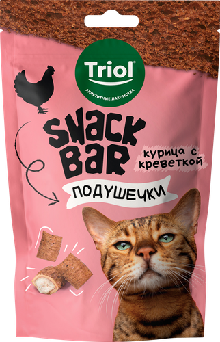 Лакомство для кошек SNACK BAR Мини-подушечки с начинкой из курицы с креветкой, 30г, изображение