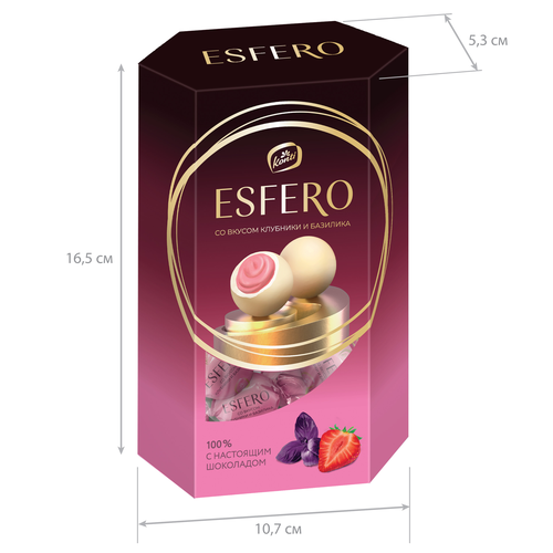 Конфеты ESFERO из белого шоколада, со вкусом клубники и базилика, 186г, фотография