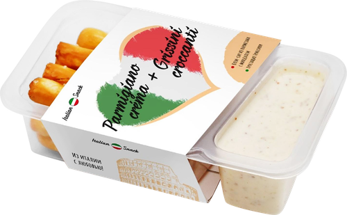 Крем-сыр ITALIAN SNACK Пармезан с миндалем и хлебными палочками, без змж, 50г, фото