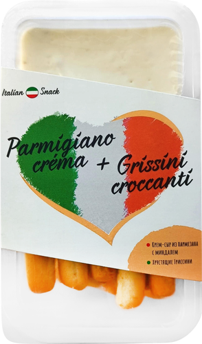 Крем-сыр ITALIAN SNACK Пармезан с миндалем и хлебными палочками, без змж, 50г, фотография