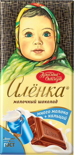 Шоколад молочный АЛЕНКА Красный Октябрь много молока, 75г, крупный план