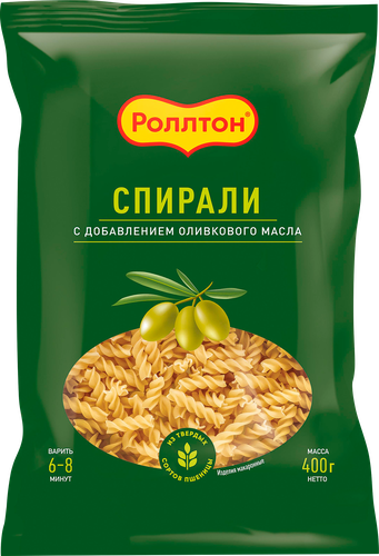 Макароны РОЛЛТОН Спирали, с оливковым маслом, 400г, фотография