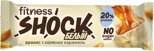 Батончик протеиновый FITNESSHOCK Белый арахис 20% протеина, без сахара, 50г, детальное фото