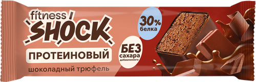 Батончик протеиновый FITNESSHOCK Шоколад, 30% протеина, без сахара, 40г, фото