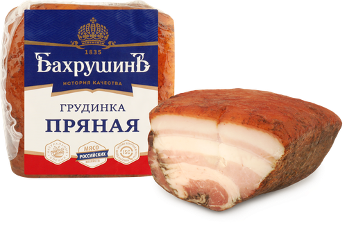 Грудинка варено-копченая БАХРУШИНЪ Пряная, весовая, детальное фото