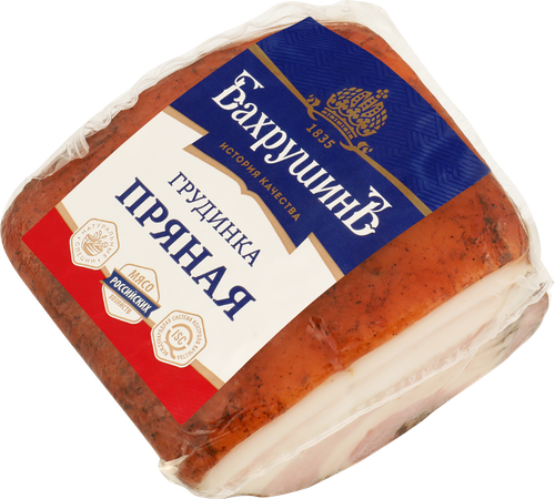 Грудинка варено-копченая БАХРУШИНЪ Пряная, весовая, изображение