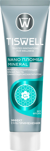Зубная паста TISWELL реминерализующая с наногидроксиапатитом, без фтора, 110г, фотография