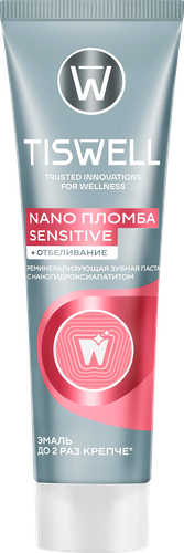 Зубная паста TISWELL реминерализующая с наногидроксиапатитом, для чувствительных зубов+отбеливание, 110г, фотография