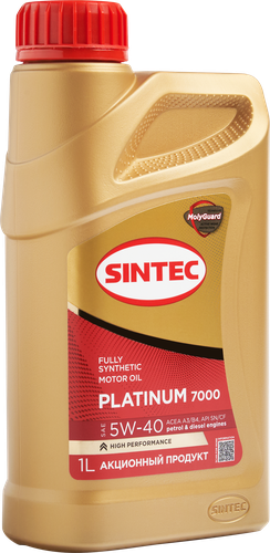 Масло моторное SINTEC Platinum 7000 Акция 4+1&nbsp;5W-40&nbsp;A3/B4&nbsp;SN/CF, 4л, детальное фото