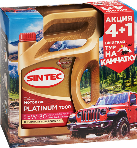 Масло моторное SINTEC Platinum 7000 Акция 4+1 5W-30&nbsp;A5/B5&nbsp;SL/CF, 4л, фотография