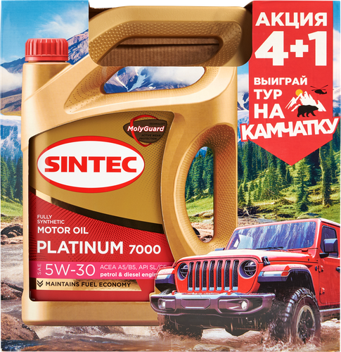 Масло моторное SINTEC Platinum 7000 Акция 4+1 5W-30&nbsp;A5/B5&nbsp;SL/CF, 4л, фотография