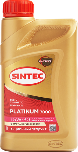Масло моторное SINTEC Platinum 7000 Акция 4+1 5W-30&nbsp;A5/B5&nbsp;SL/CF, 4л, детальное фото