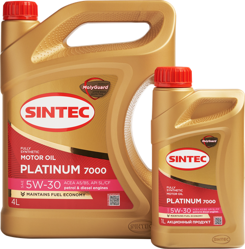 Масло моторное SINTEC Platinum 7000 Акция 4+1 5W-30&nbsp;A5/B5&nbsp;SL/CF, 4л, картинка