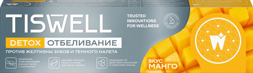 Зубная паста TISWELL Энзимная отбеливающая с каолином, манго, 110г, фотография