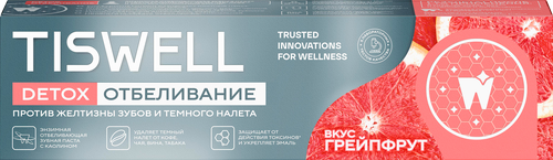 Зубная паста TISWELL Энзимная отбеливающая с каолином, грейпфрут, 110г, детальное фото