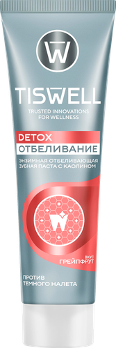 Зубная паста TISWELL Энзимная отбеливающая с каолином, грейпфрут, 110г, картинка