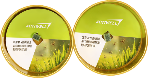 Свеча антимоскитная ACTIWELL Уличная с ароматом цитронелла 10х10х4,5см, 2х120г, вид