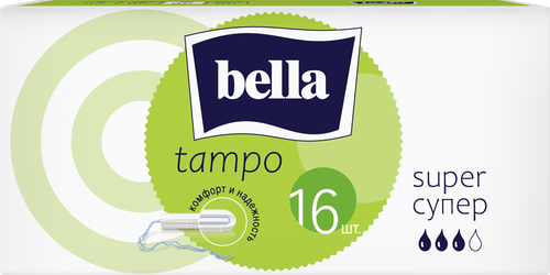 Тампоны BELLA Tampo Super, без аппликатора, 16шт, изображение