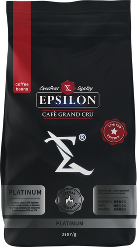 Кофе зерновой EPSILONPRESSO Epsilon Platinum, 250г, крупный план