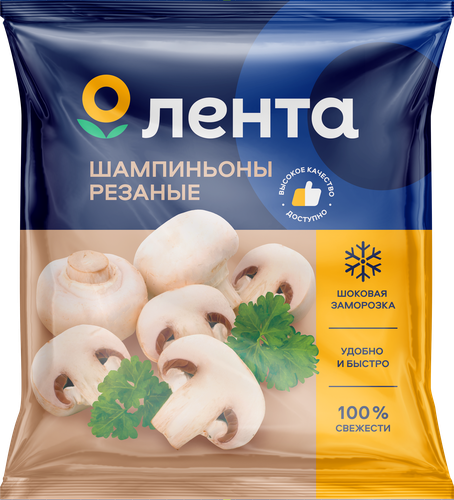 Шампиньоны ЛЕНТА резаные, 400г, фотография