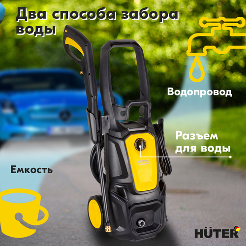 Мойка высокого давления HUTER мощность 2,5кВт, max давление воды 195Бар, алюминиевая помпа, фото