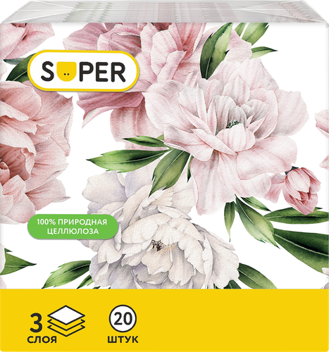Салфетки бумажные SUPER Ретро 3-слоя, 33х33см, 20шт, картинка