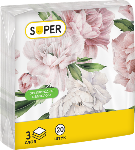 Салфетки бумажные SUPER Ретро 3-слоя, 33х33см, 20шт, вид