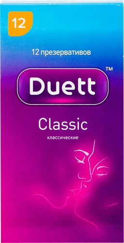 Презервативы DUETT Classic N12 из натурального латекса со смазкой, 12шт, фотография