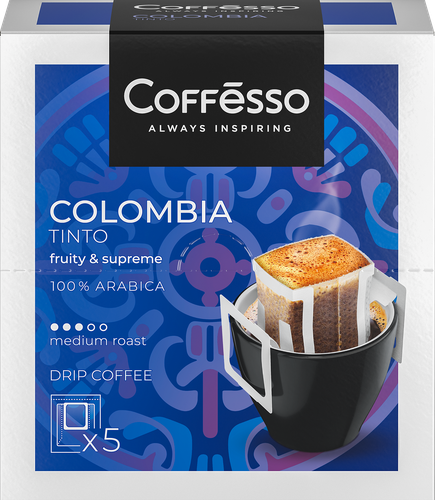 Кофе молотый COFFESSO Colombia Tinto, 50г, крупный план