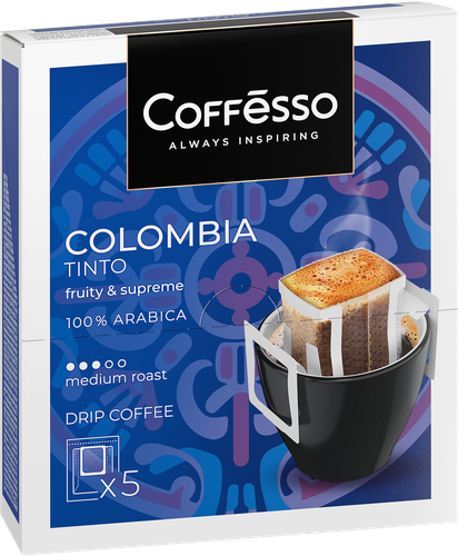 Кофе молотый COFFESSO Colombia Tinto, 50г, крупный план