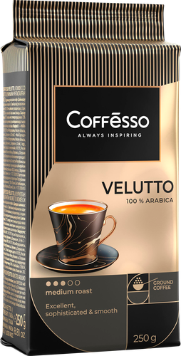 Кофе молотый COFFESSO Velutto, 250г, крупный план