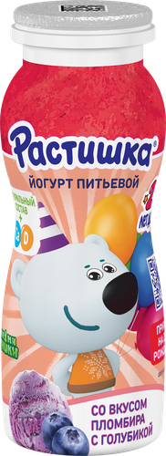 Йогурт питьевой для детей РАСТИШКА Пломбир с голубикой 1,6% обогащенный, без змж, 90г, изображение