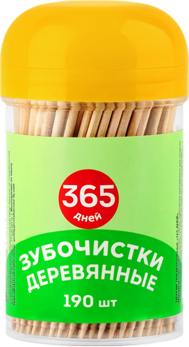 Зубочистки 365 ДНЕЙ деревянные, 190шт, изображение