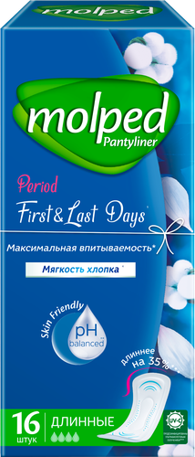Прокладки ежедневные MOLPED First&Last Days, 16шт, крупный план
