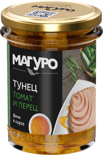 Тунец МАГУРО в соусе Томат и перец, с маслом, 200г, детальное фото