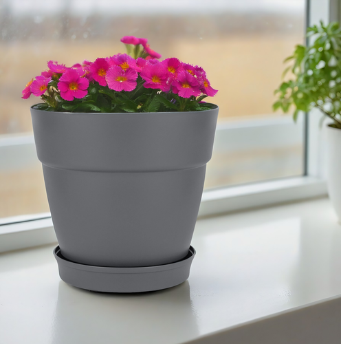 Горшок с фиксирующимся поддоном INGREEN Villa de Fiori d=36cм 20л, на колесиках, цвет вулканический серый, Арт. IG660410026, изображение