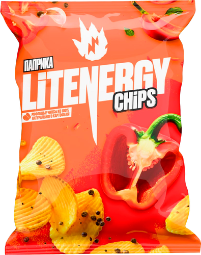 Чипсы картофельные LIT ENERGY Паприка, 120г, крупный план